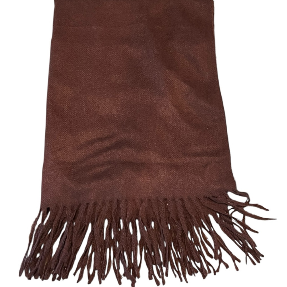 H&M Brown Fringe Scarf 71x24 – Soft Polyester – Preloved
